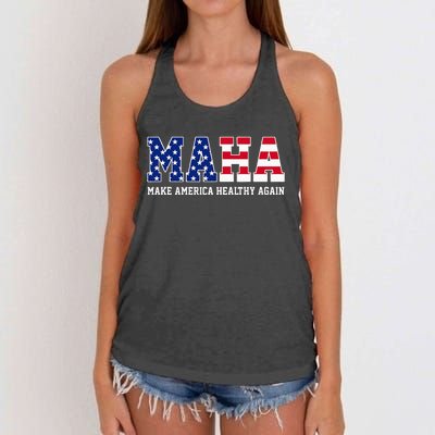 Maha Make America Healthy Again Us Patriotic Women's Knotted Racerback Tank