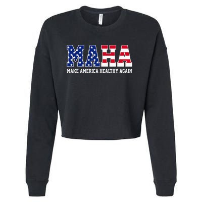 Maha Make America Healthy Again Us Patriotic Cropped Pullover Crew