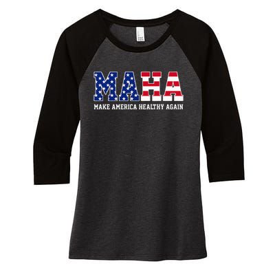 Maha Make America Healthy Again Us Patriotic Women's Tri-Blend 3/4-Sleeve Raglan Shirt