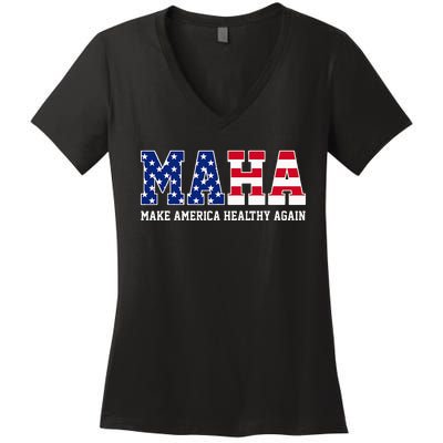 Maha Make America Healthy Again Us Patriotic Women's V-Neck T-Shirt