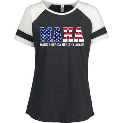 Maha Make America Healthy Again Us Patriotic Enza Ladies Jersey Colorblock Tee