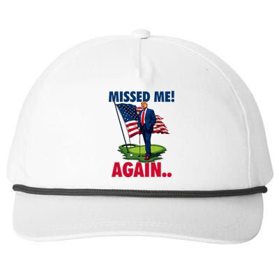 Missed Me Again You Missed Trump Golf 2024 Snapback Five-Panel Rope Hat