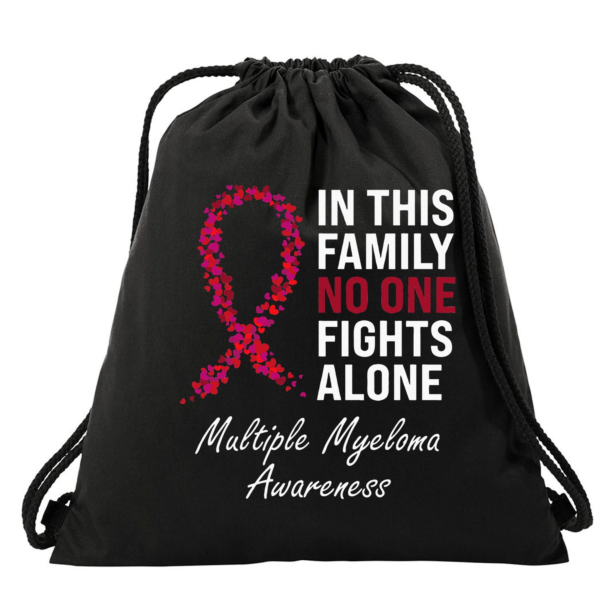 Multiple Myeloma Awareness Burgundy Ribbon Family Drawstring Bag
