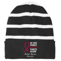 Multiple Myeloma Awareness Burgundy Ribbon Family Striped Beanie with Solid Band