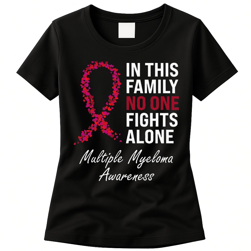 Multiple Myeloma Awareness Burgundy Ribbon Family Womens T-Shirt