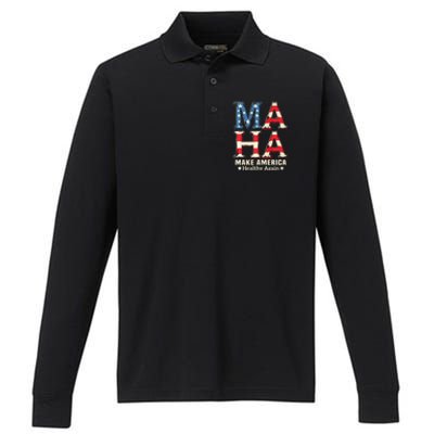 Maha Make America Healthy Again Trump Vance Kennedy 2024 Performance Long Sleeve Polo