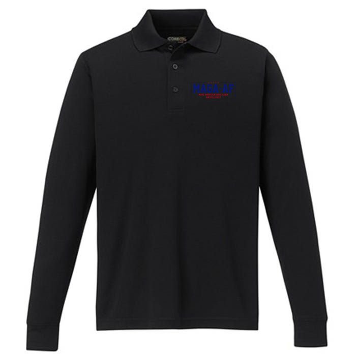 Magaa.F. Make American Great Again America First Performance Long Sleeve Polo