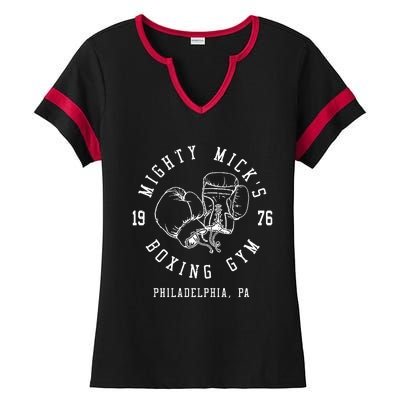 Mighty MickS Boxing Gym 1976 | Philadelphia Boxer Vintage Ladies Halftime Notch Neck Tee