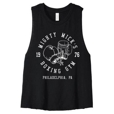 Mighty MickS Boxing Gym 1976 | Philadelphia Boxer Vintage Women's Racerback Cropped Tank