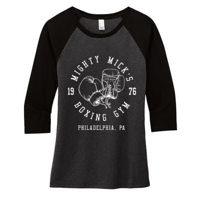 Mighty MickS Boxing Gym 1976 | Philadelphia Boxer Vintage Women's Tri-Blend 3/4-Sleeve Raglan Shirt