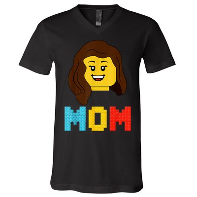 Mom Master Builder Building Bricks Blocks Matching Family V-Neck T-Shirt