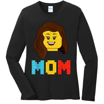 Mom Master Builder Building Bricks Blocks Matching Family Ladies Long Sleeve Shirt