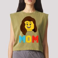 Mom Master Builder Building Bricks Blocks Matching Family Garment-Dyed Women's Muscle Tee