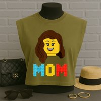 Mom Master Builder Building Bricks Blocks Matching Family Garment-Dyed Women's Muscle Tee