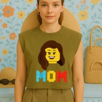Mom Master Builder Building Bricks Blocks Matching Family Garment-Dyed Women's Muscle Tee