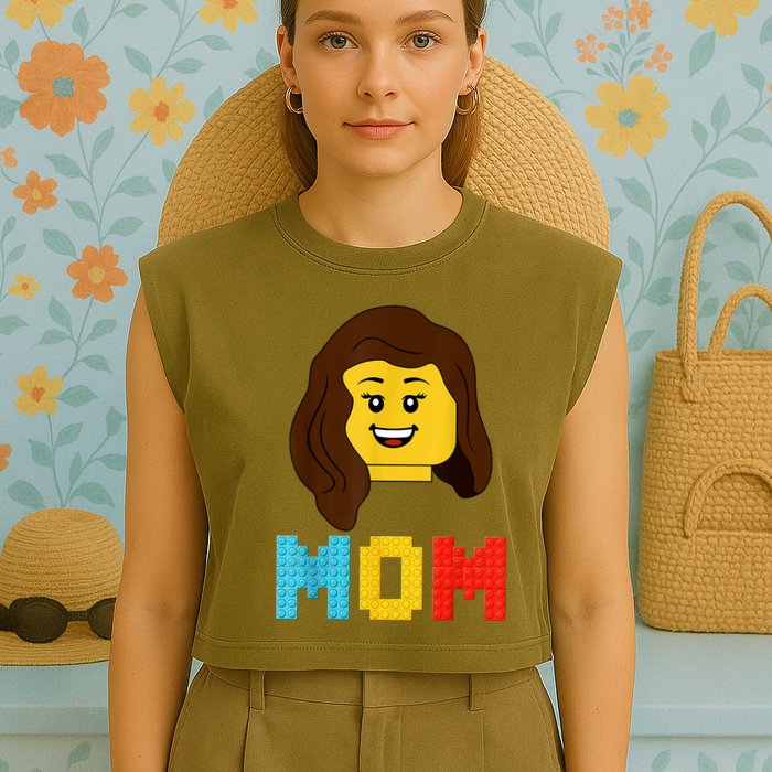 Mom Master Builder Building Bricks Blocks Matching Family Garment-Dyed Women's Muscle Tee