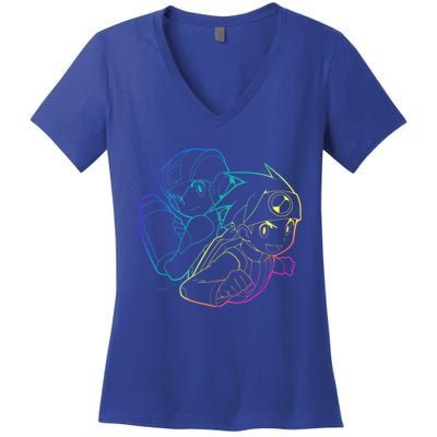 MEGA MAN BATTLE NETWORK GAMING DESIGN Women's V-Neck T-Shirt