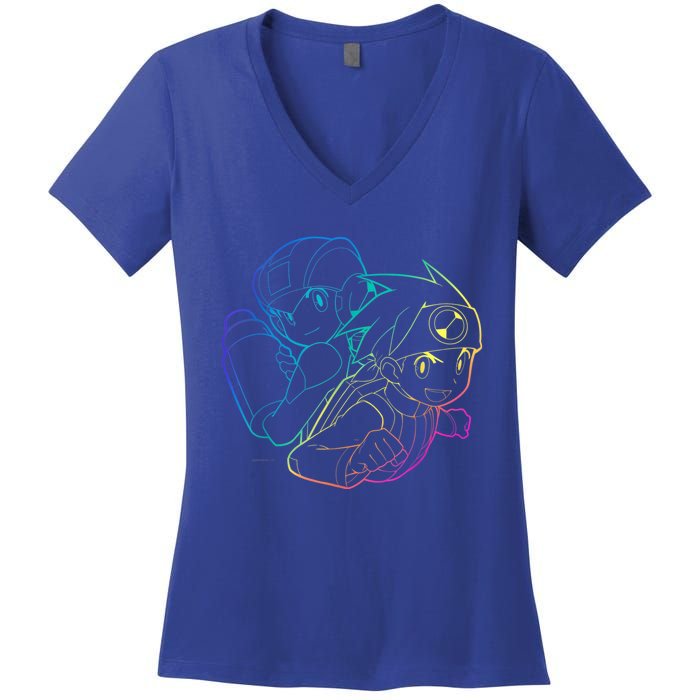 MEGA MAN BATTLE NETWORK GAMING DESIGN Women's V-Neck T-Shirt