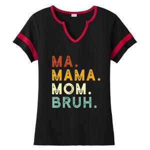 Mama Mom Bruh Retro Ma Ladies Halftime Notch Neck Tee