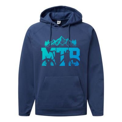 Mtb Mountain Bike Bicycle Mountain Biking Biker Gift Performance Fleece Hoodie