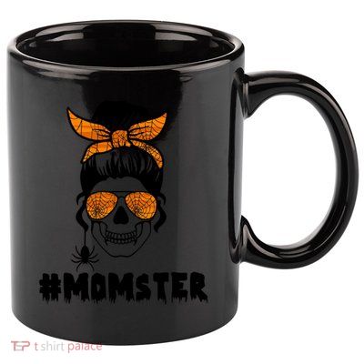 Momster Messy Bun Cute Halloween 11oz C Handle Ceramic Mug
