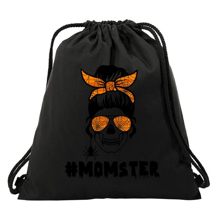 Momster Messy Bun Cute Halloween Drawstring Bag