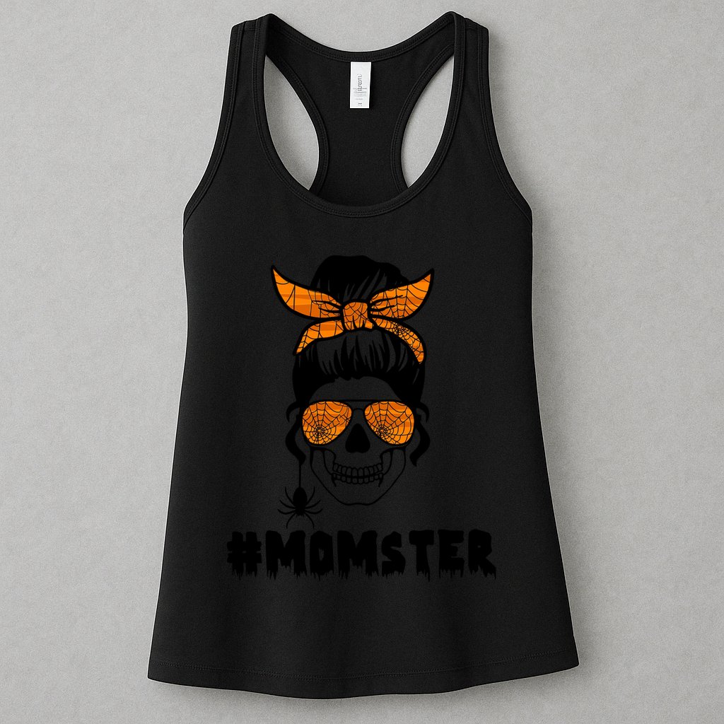 Momster Messy Bun Cute Halloween Womens Tank Top