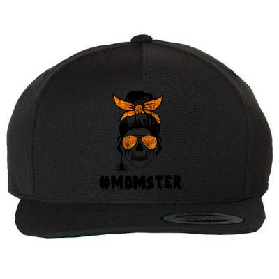 Momster Messy Bun Cute Halloween Wool Snapback Cap