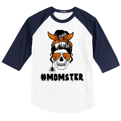 Momster Messy Bun Cute Halloween Baseball Sleeve Shirt