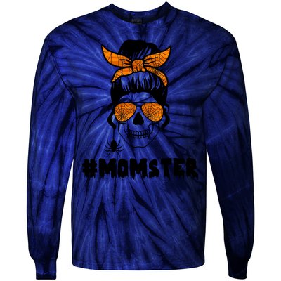 Momster Messy Bun Cute Halloween Tie-Dye Long Sleeve Shirt