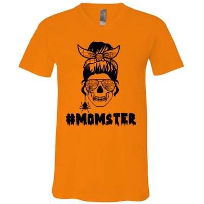 Momster Messy Bun Cute Halloween V-Neck T-Shirt