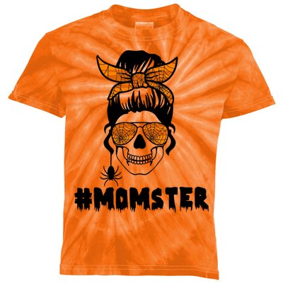 Momster Messy Bun Cute Halloween Kids Tie-Dye T-Shirt