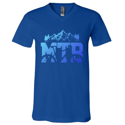 Mtb Mountain Bike Bicycle Mountain Biking Biker Gift V-Neck T-Shirt