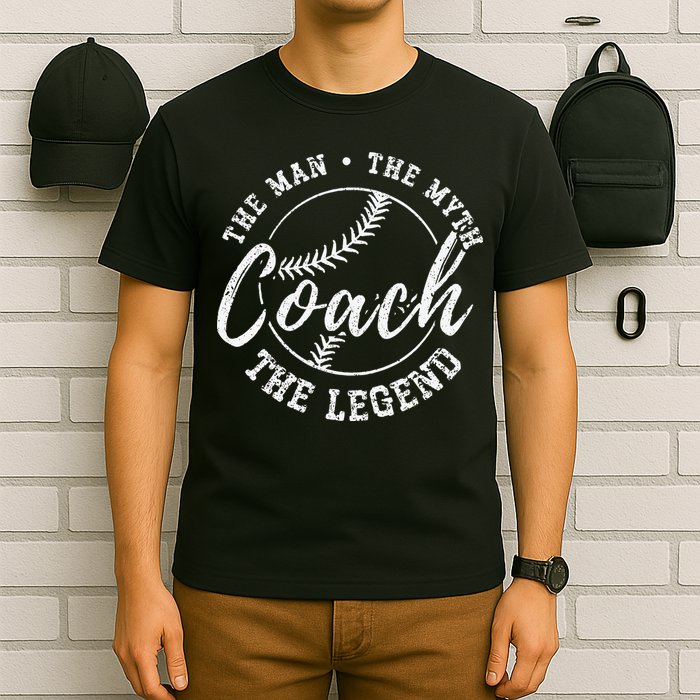 Man Myth Baseball Coach Legend Funny Baseball Coach T-Shirt