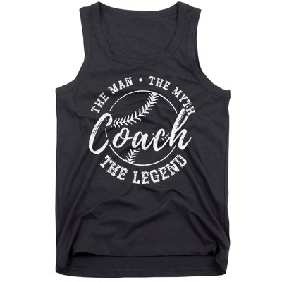 Man Myth Baseball Coach Legend Funny Baseball Coach Tank Top