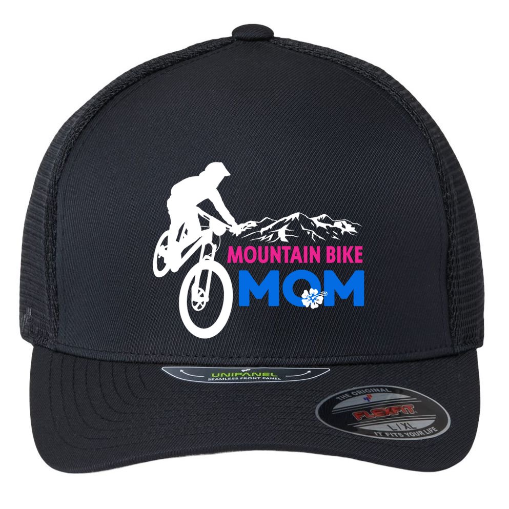 Mom Mountain Bike Gift Flexfit Unipanel Trucker Cap