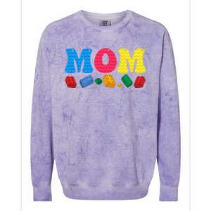 Mom Master Builder Building Bricks Blocks Family Set Parents Gift Colorblast Crewneck Sweatshirt