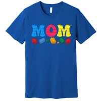 Mom Master Builder Building Bricks Blocks Family Set Parents Gift Premium T-Shirt