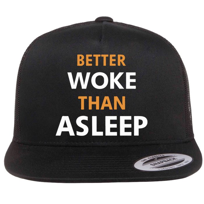 Mahogany Mommies Better Woke Than Asleep Flat Bill Trucker Hat