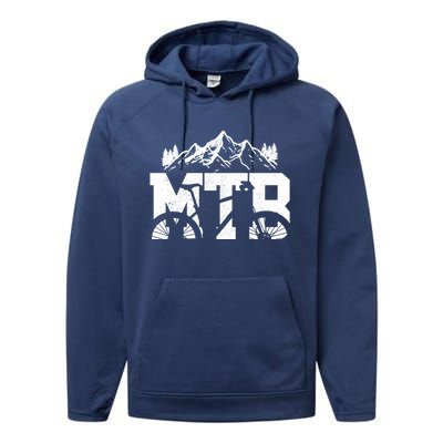 Mtb Mountain Bike Bicycle Mountain Biking Biker Gift Performance Fleece Hoodie