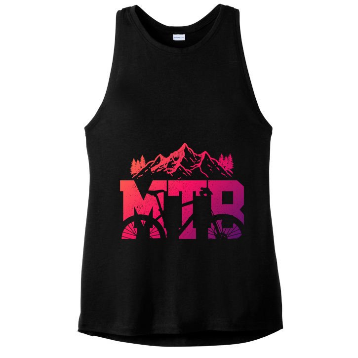 Mtb Mountain Bike Bicycle Mountain Biking Biker Gift Ladies PosiCharge Tri-Blend Wicking Tank