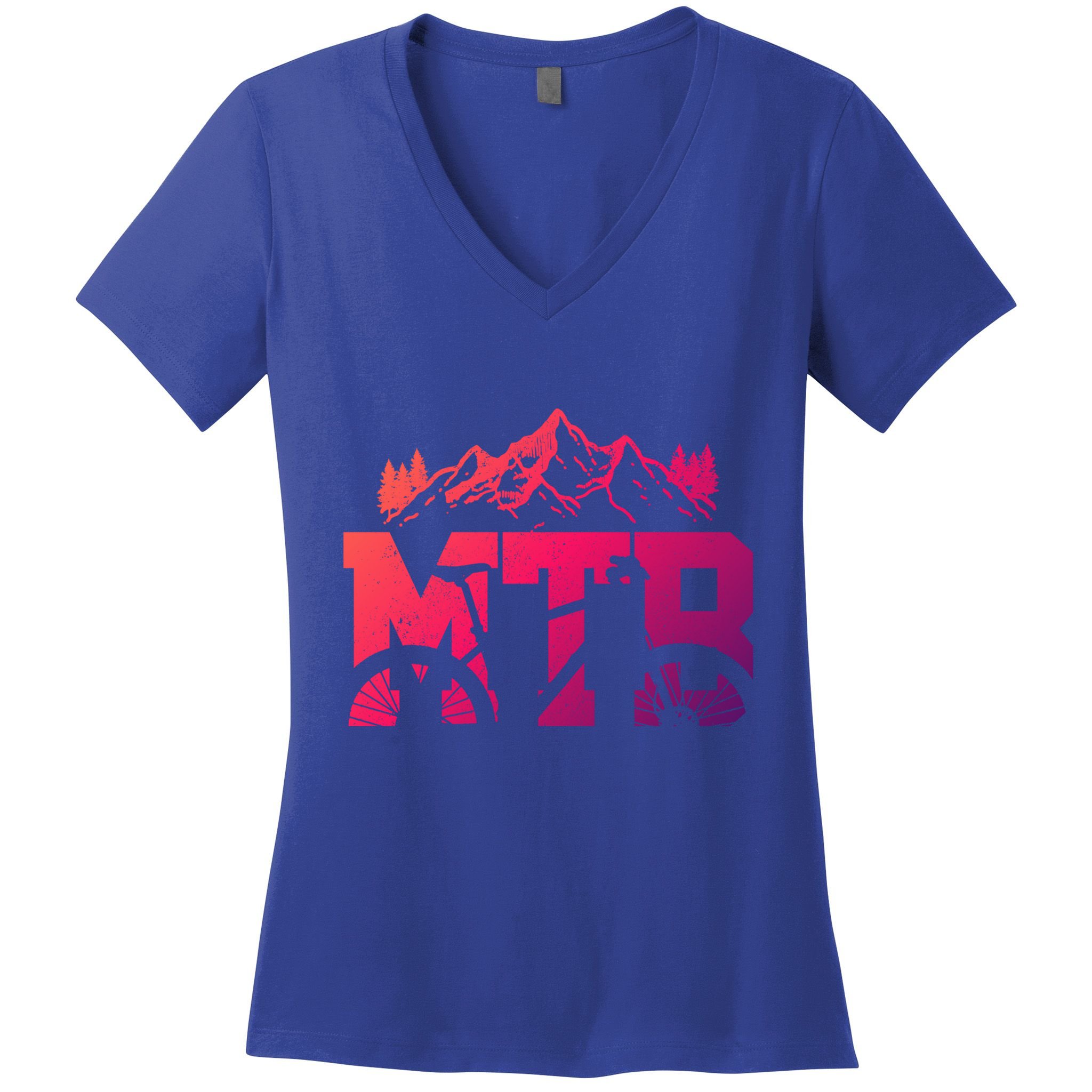 Mtb Mountain Bike Bicycle Mountain Biking Biker Gift Women's V-Neck T-Shirt