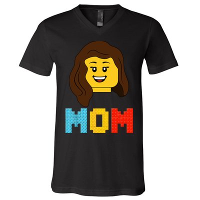 Mom Master Builder Building Bricks Blocks Matching Family V-Neck T-Shirt