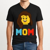 Mom Master Builder Building Bricks Blocks Matching Family V-Neck T-Shirt