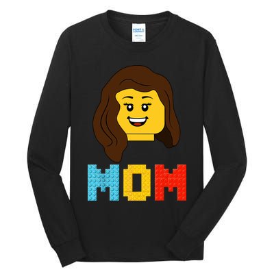 Mom Master Builder Building Bricks Blocks Matching Family Tall Long Sleeve T-Shirt