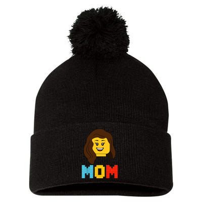 Mom Master Builder Building Bricks Blocks Matching Family Pom Pom 12in Knit Beanie