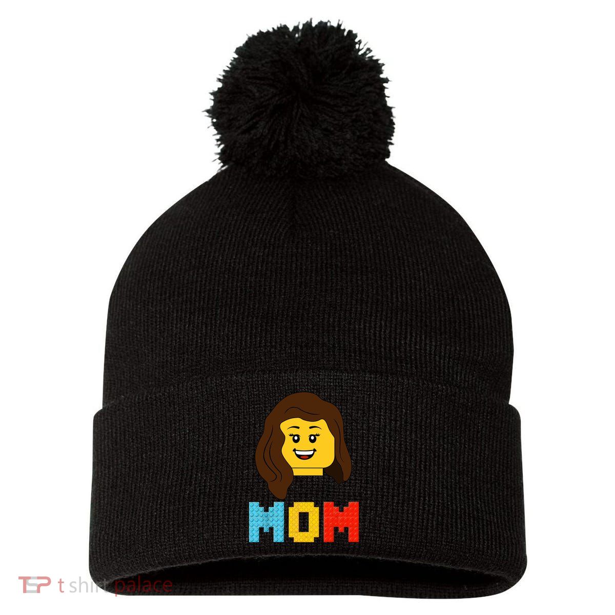 Mom Master Builder Building Bricks Blocks Matching Family Pom Pom 12in Knit Beanie