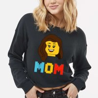 Mom Master Builder Building Bricks Blocks Matching Family Cropped Pullover Crew