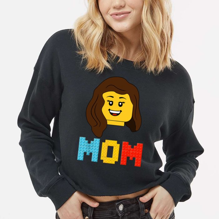 Mom Master Builder Building Bricks Blocks Matching Family Cropped Pullover Crew