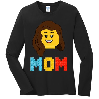 Mom Master Builder Building Bricks Blocks Matching Family Ladies Long Sleeve Shirt